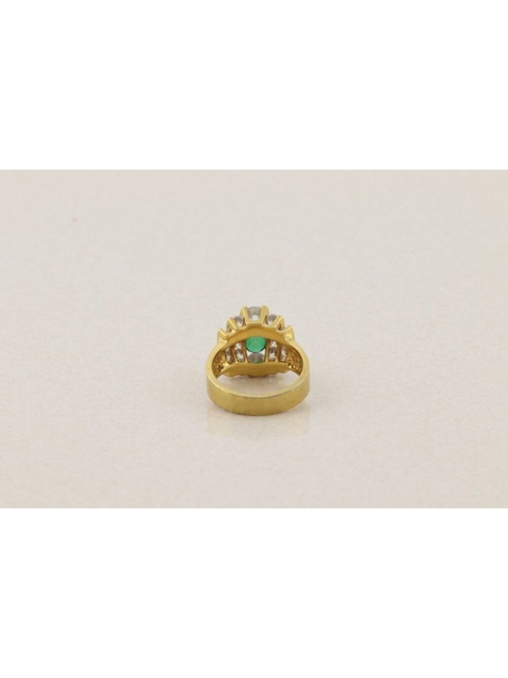 18k Gold Over Sterling Silver Lab Created Emerald & Cubic Zirconia Ring Size 7 - Picture 7 of 9